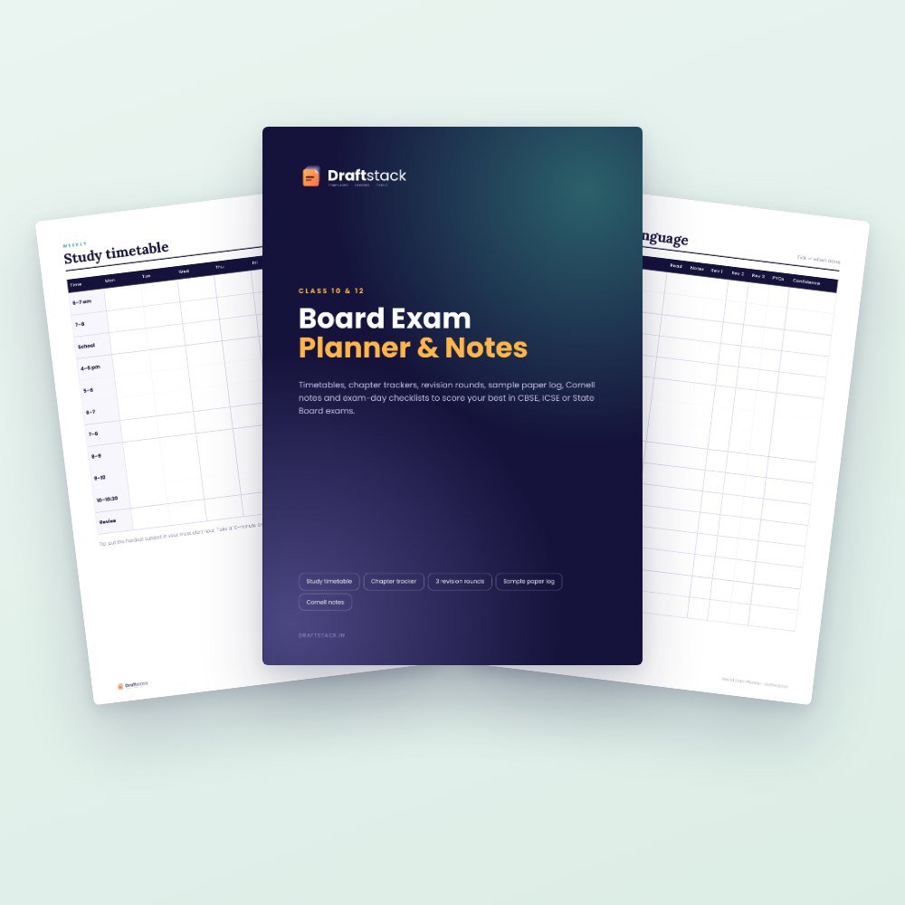 Board Exam Planner & Notes for Class 10 and 12 (Printable) – planner preview