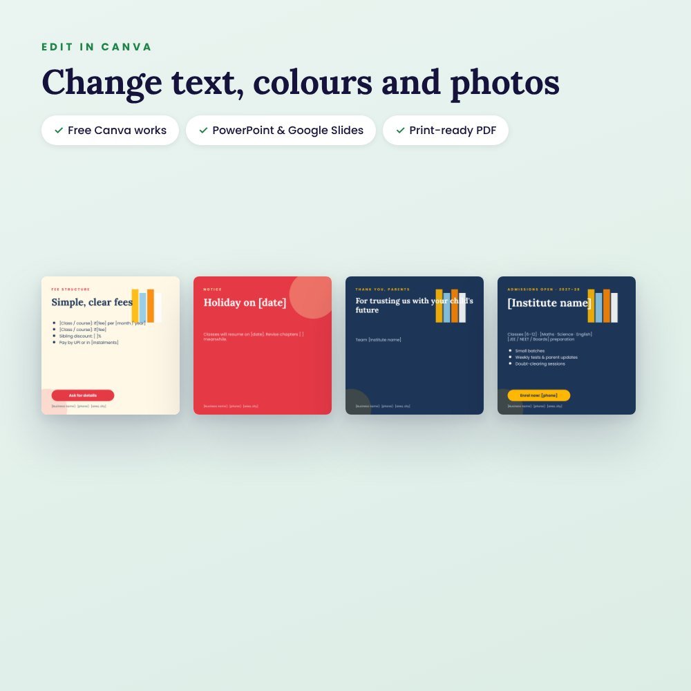 Coaching Admission Posters Pack (Canva): 10 Posts for Admissions, Batches & Results – preview 3