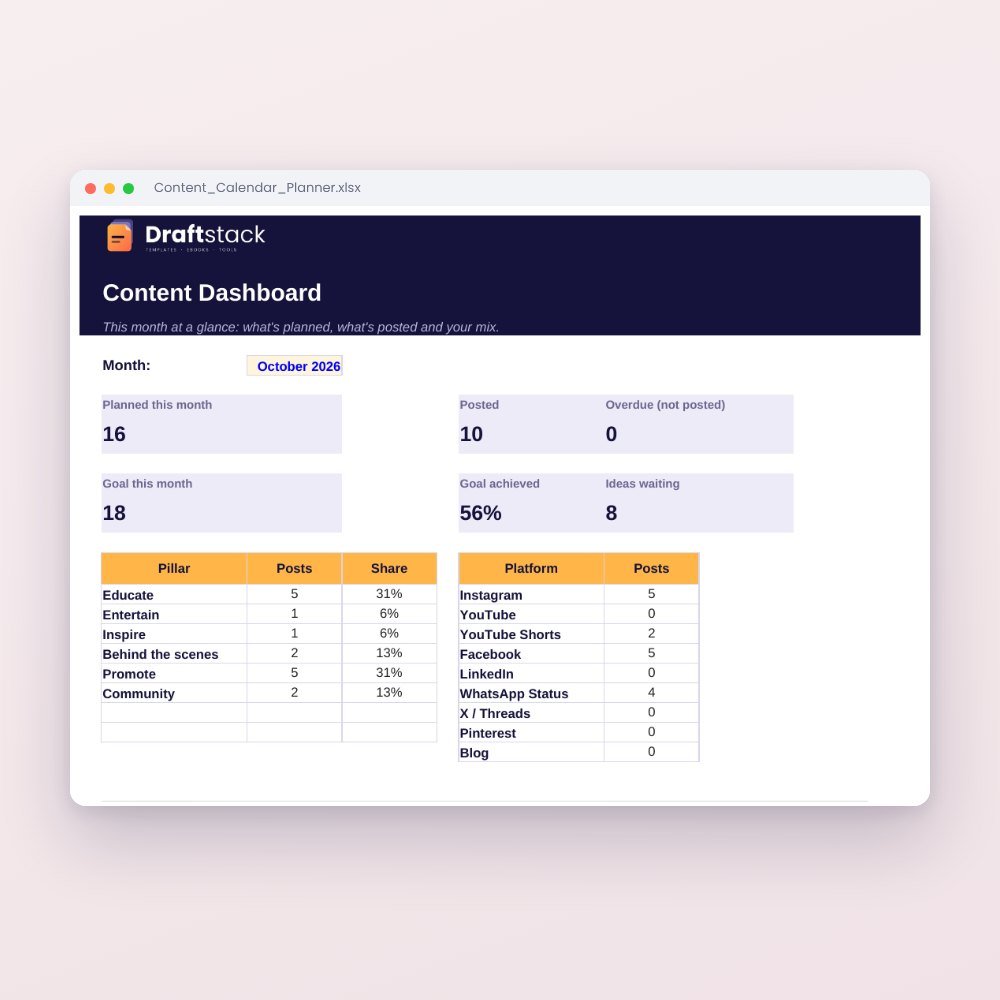 Content Calendar & Social Media Planner