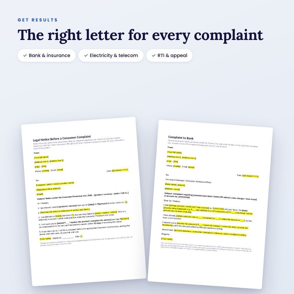 Complaint & RTI Letters Pack: Bank, Insurance, Electricity, Telecom, Online Shopping & RTI – preview 2