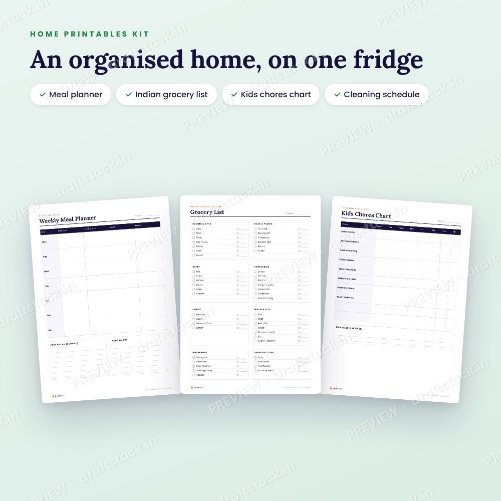 Home Printables Kit: Meal Planner, Grocery List, Chores Chart & More – preview 2