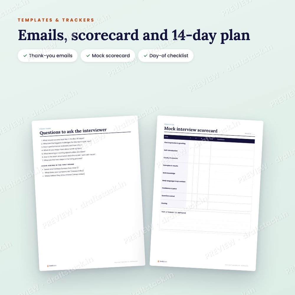 Interview Preparation Kit: HR Questions, Scripts & Trackers – preview 3