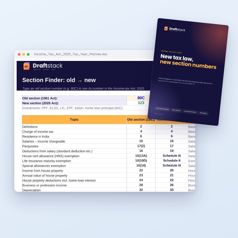 Income-tax Act 2025 Tax Planner & Section Finder (Excel + PDF) – digital download preview