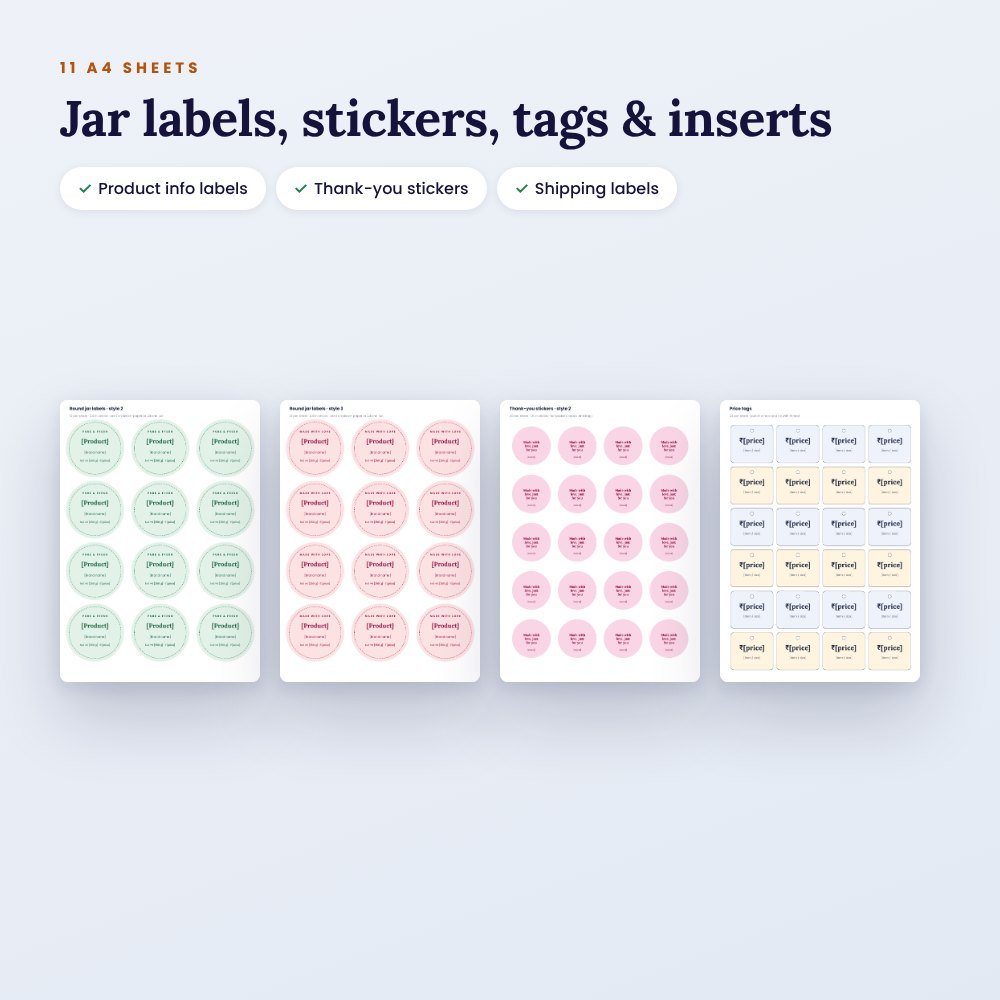 Product Labels & Stickers Kit (Canva): Jar Labels, Info Labels, Price Tags & Inserts – preview 2