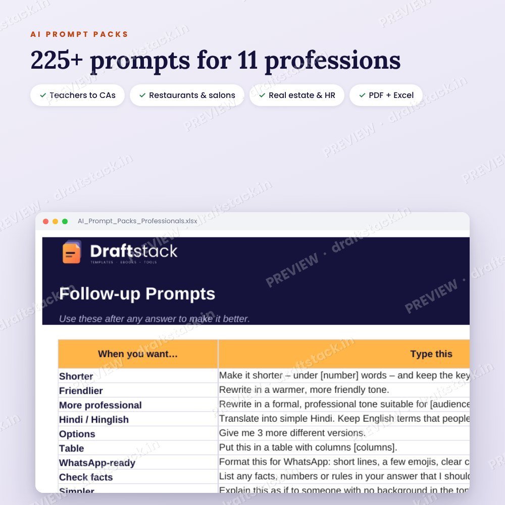 AI Prompt Packs for Professionals (226 Prompts · 11 Professions) – preview 2
