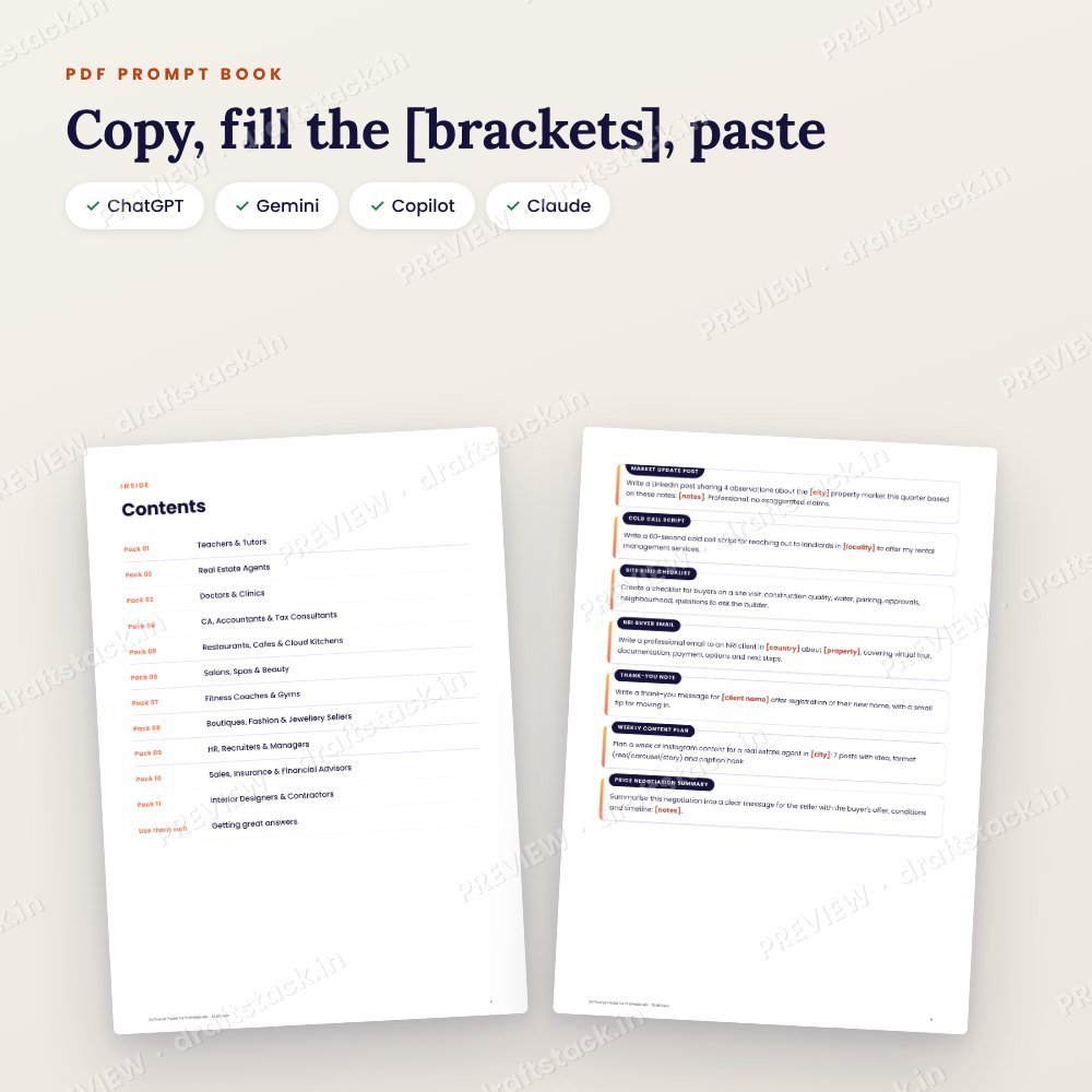 AI Prompt Packs for Professionals (226 Prompts · 11 Professions) – preview 3