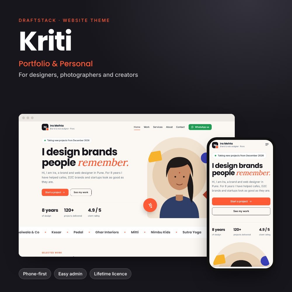 Kriti website theme