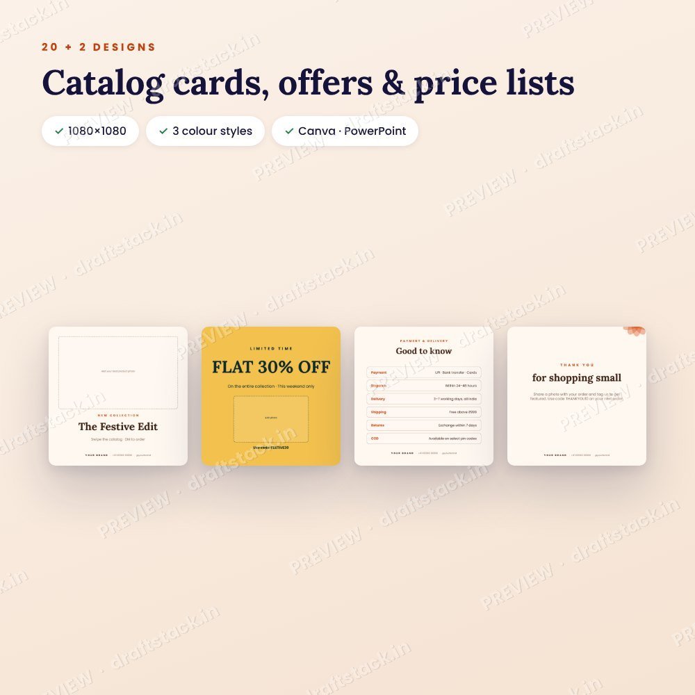 WhatsApp Business Catalog & Price List Kit (22 Canva Designs) – preview 3