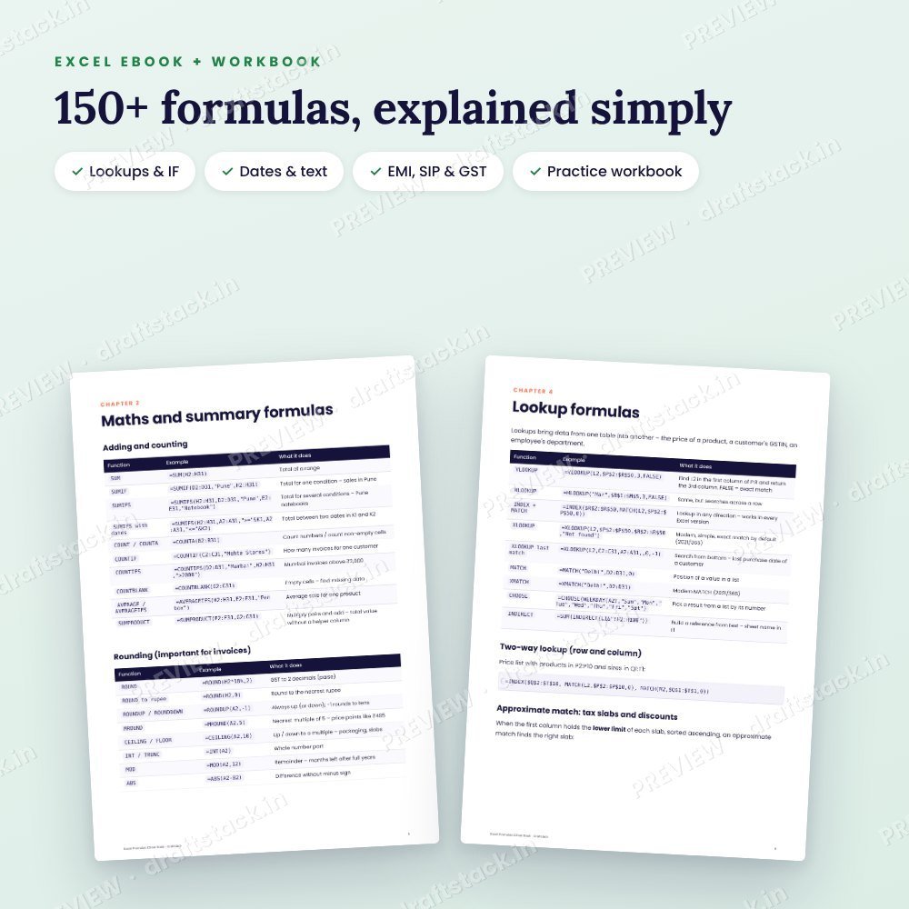 Excel Formulas Cheat Book + Practice Workbook (150+ Formulas) – preview 2