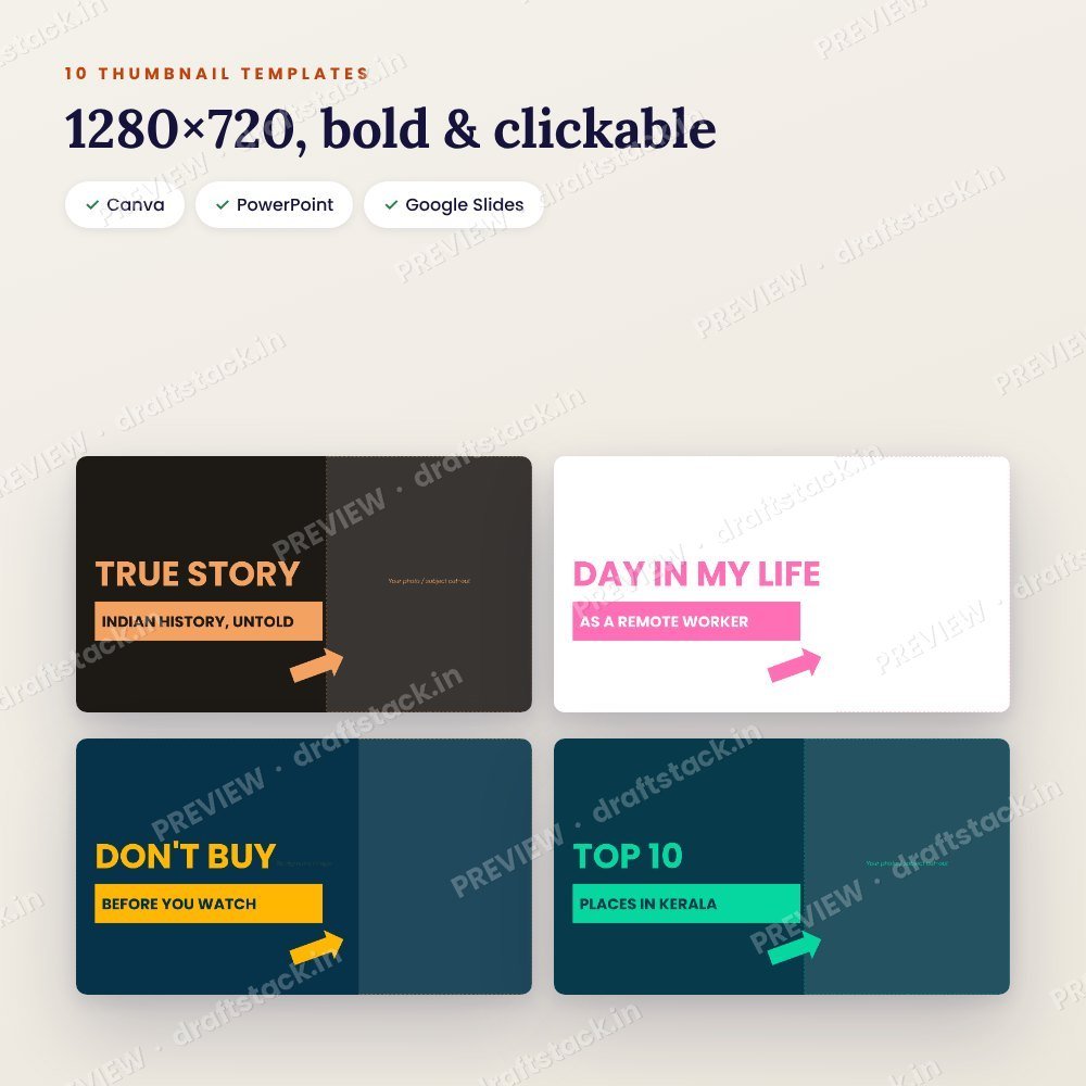 Faceless YouTube Starter Kit: Guide + 10 Thumbnail Templates – preview 3
